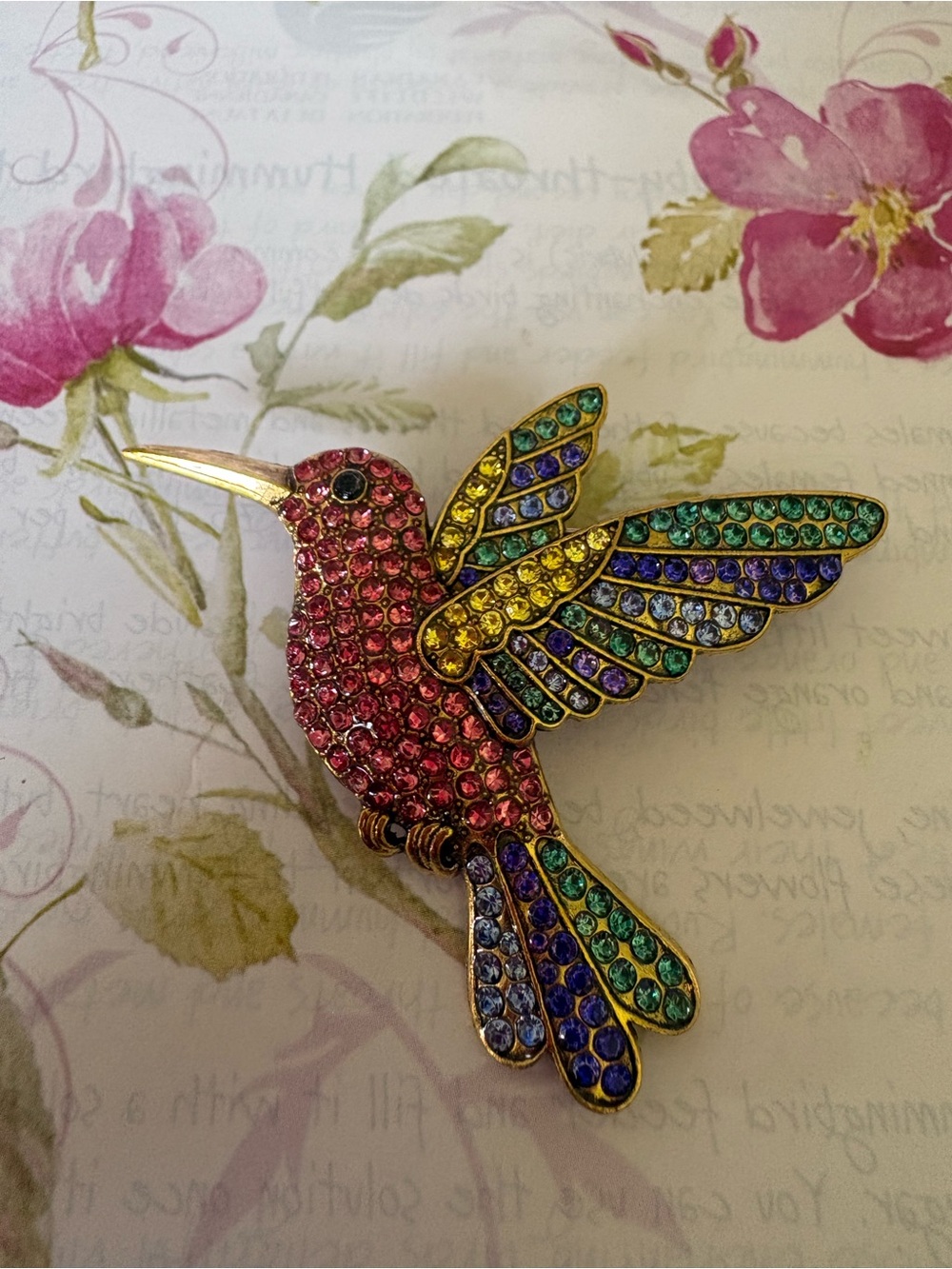 Colorful Multicolor Hummingbird Bird Brooch Pin - Picture 6 of 9